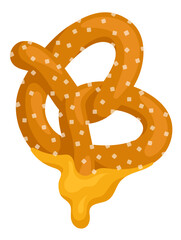 Cheese Dipped Pretzel SVG Image - Pretzels Junk Food Clip Art, Snack Illustration
