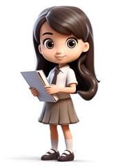  cartoon 3d little school girl