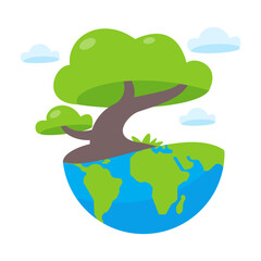 seedlings growing on the earth Environmental conservation concept to save the world