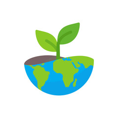 seedlings growing on the earth Environmental conservation concept to save the world