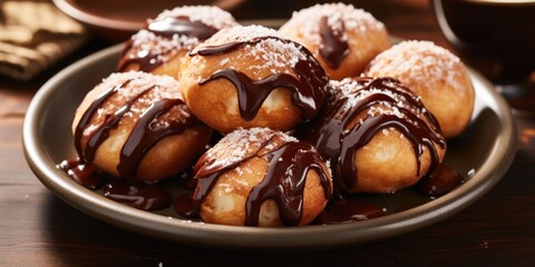 These fried doughnuts are filled to the brim with irresistibly smooth peanut er, balancing the sweetness with a touch of saltiness. A drizzle of rich chocolate sauce adds a luxurious finishing