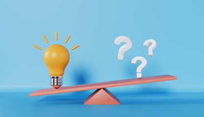 Idea target concept yellow lightbulb Compare Question Mark
