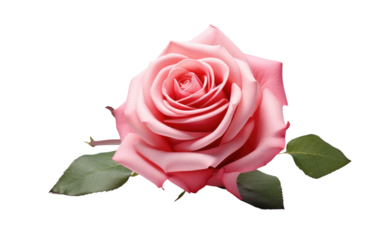 The Lone Beauty Single Rose Blossom on White or PNG Transparent Background