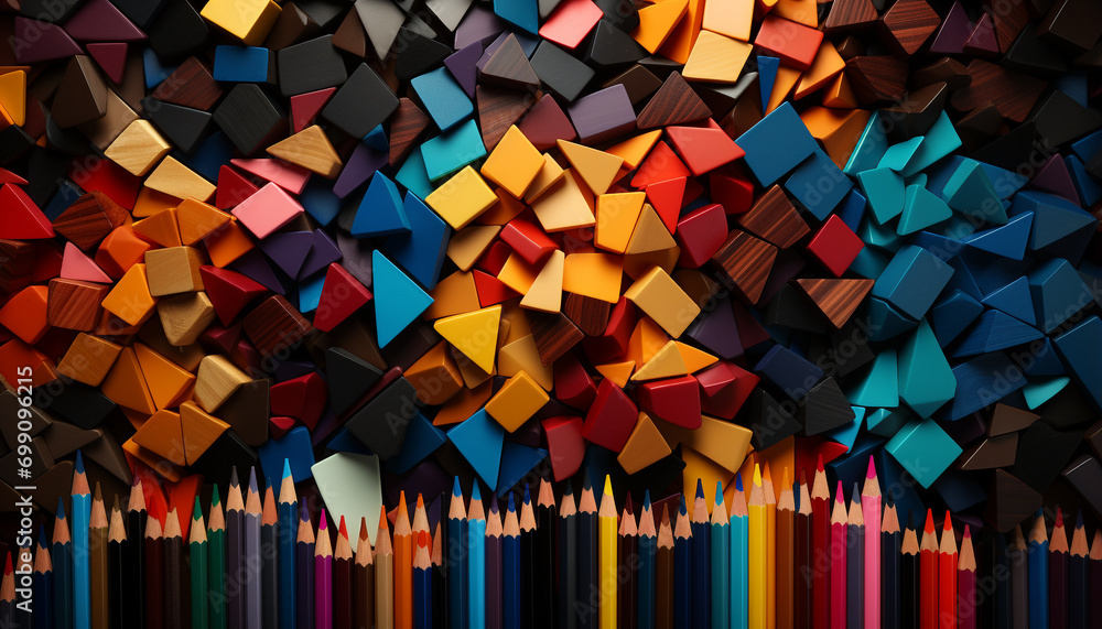 Poster vibrant colors create an abstract pattern of imagination and creativity generated by ai
