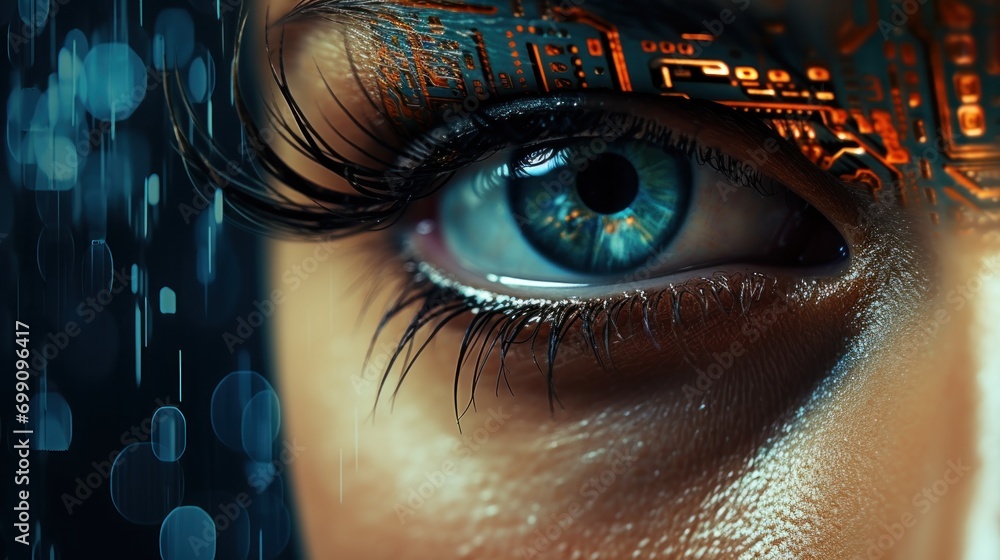 Poster technology, computer, cyber, hacker, futuristic, network, code, coding, security, artificial intelli