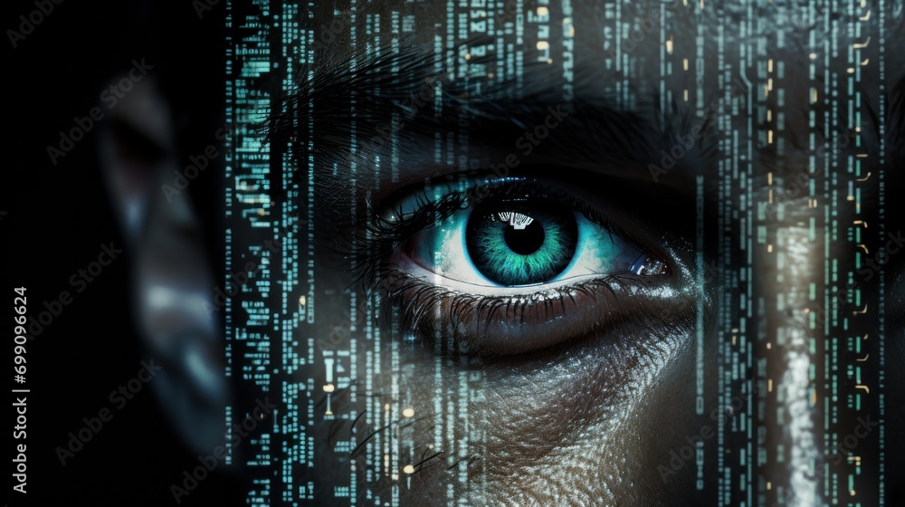 Poster technology, computer, cyber, hacker, futuristic, network, code, coding, security, artificial intelli