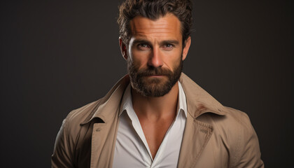 Confident young man in casual clothing, looking at camera generated by AI