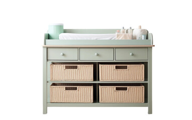 Stylish Nursery Essential Chic Baby Changing Table with Storage on White or PNG Transparent Background