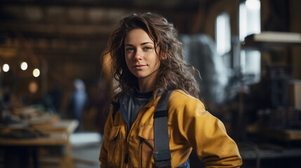 Fototapeta premium woman worker in construction