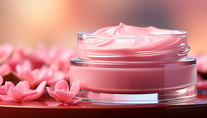 Freshness and beauty in nature pink flower in a jar generated by AI