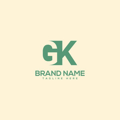 Monogram professional unique letter GK KG logo design template. Initials Business logo.