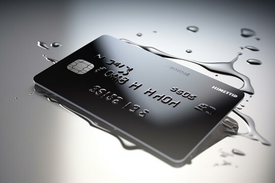 Credit card with reflection isolated on white background. Financial concept. 3D illustration. Generative AI