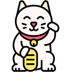 Maneki neko or fortune cat icon, Japanese New Year related vector - 699101048