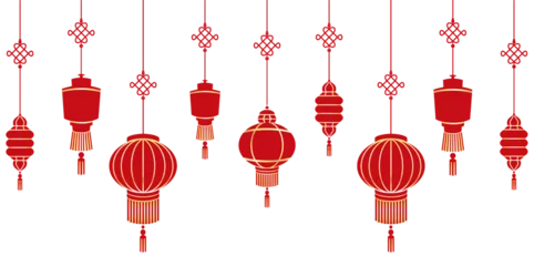Foto op Canvas Illustration vector of red and gold chinese lanterns for new year and ramadan © D'BeSt Vector