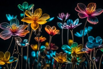 Obraz na płótnie Canvas colorful flowers with dark background