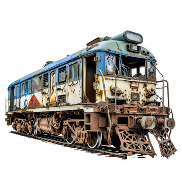Broken Down Train, transparent background, isolated image, generative AI
