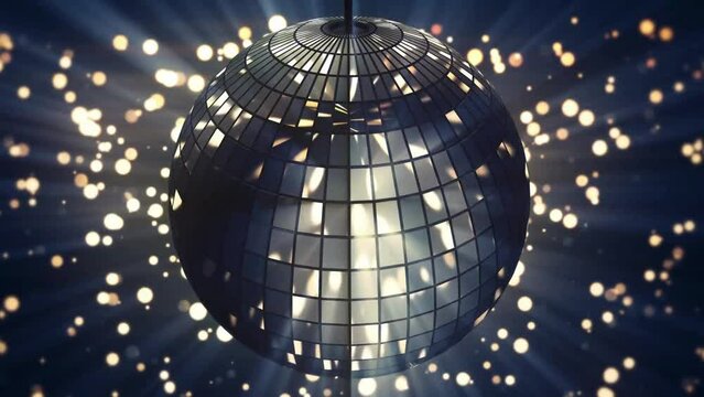 Disco mirror ball and reflections. sparkly silver disco balls illustration. Silver disco mirror balls animation. party, music, dancing and nightclub concept. silver disco ball with lights.