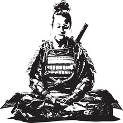 samurai on meditazione 01 - obrazy, fototapety, plakaty