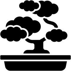 Bonsai or tray planting icon, Japanese New Year related vector