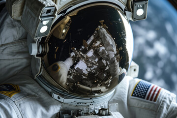 Astronaut Contemplates Earth Or Stars In Reflective Porthole Moment