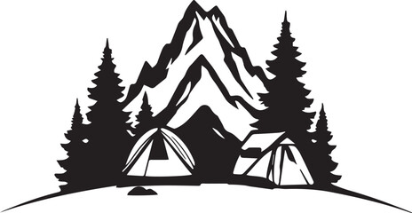 Obraz premium camping and nature adventure badge