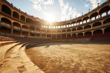 Gordijnen Empty Bullfight Arena In Spain, Traditional Performance © Anastasiia