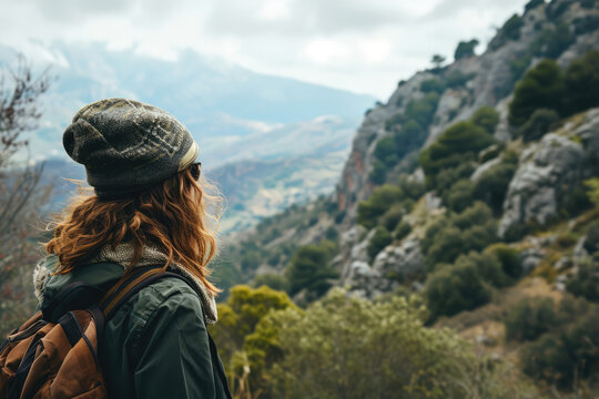 Savvy Fashionista Delighting In Scenic Spanish National Park With Focus On Details