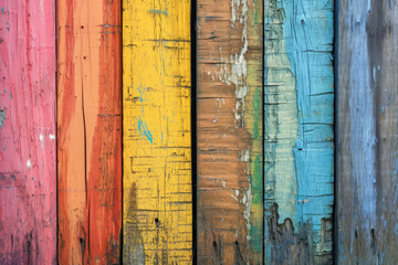 Vibrant And Textured Rainbow Painted Wooden Wall