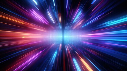 Obraz premium futuristic, background, technology, abstract, network, line, light, connection, communication, future. hi-end image background abstract wave red, blue light for technology banner generate via AI.