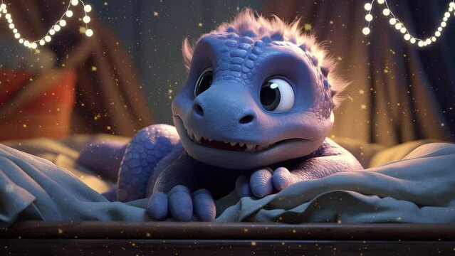 Tranquil Baby Allosaurus Animation: The Ultimate Lullaby Loop in 4K Ultra HD. Seamless Video Background.
