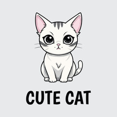 Simple cute cat illustration.