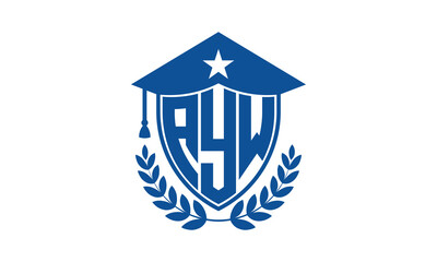 AYW three letter iconic academic logo design vector template. monogram, abstract, school, college, university, graduation cap symbol logo, shield, model, institute, educational, coaching canter, tech
