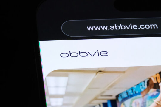 Shanghai,China-Dec.27th 2023: AbbVie company brand logo on official website. American pharmaceutical company