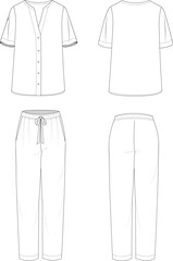 Short sleeve shirt sleepwear set vector