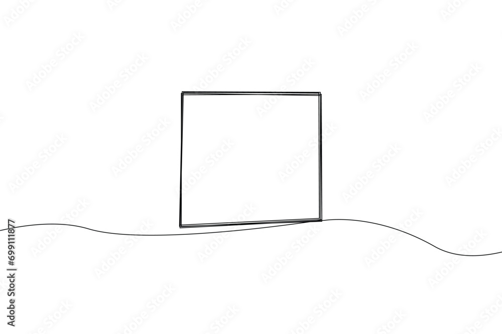Poster continuous line drawing of a square on white background