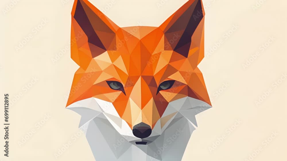 Poster minimalistic view of a peach fuzz graphic tee featuring a bold geometric fox design in shades of ora