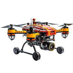 Firefighting Drone, transparent background, isolated image, generative AI