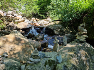 Hiking to the Kuenser Waterfalls near Meran in South Tyrol Italy. 