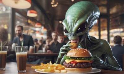 Alien Relishing a Meaty Extraterrestrial Delight
