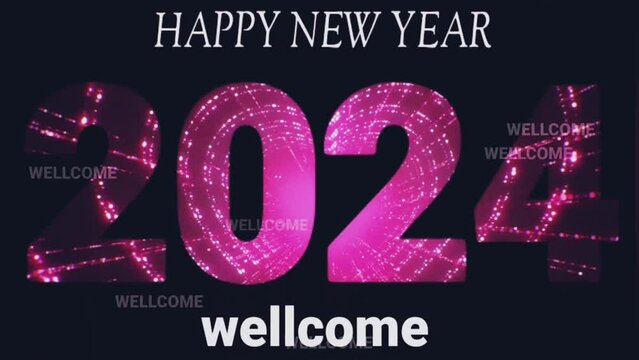wellcome happy new year 2024 text vidio footage