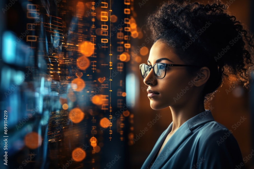 Poster technology, computer, cyber, hacker, futuristic, network, code, coding, security, artificial intelli