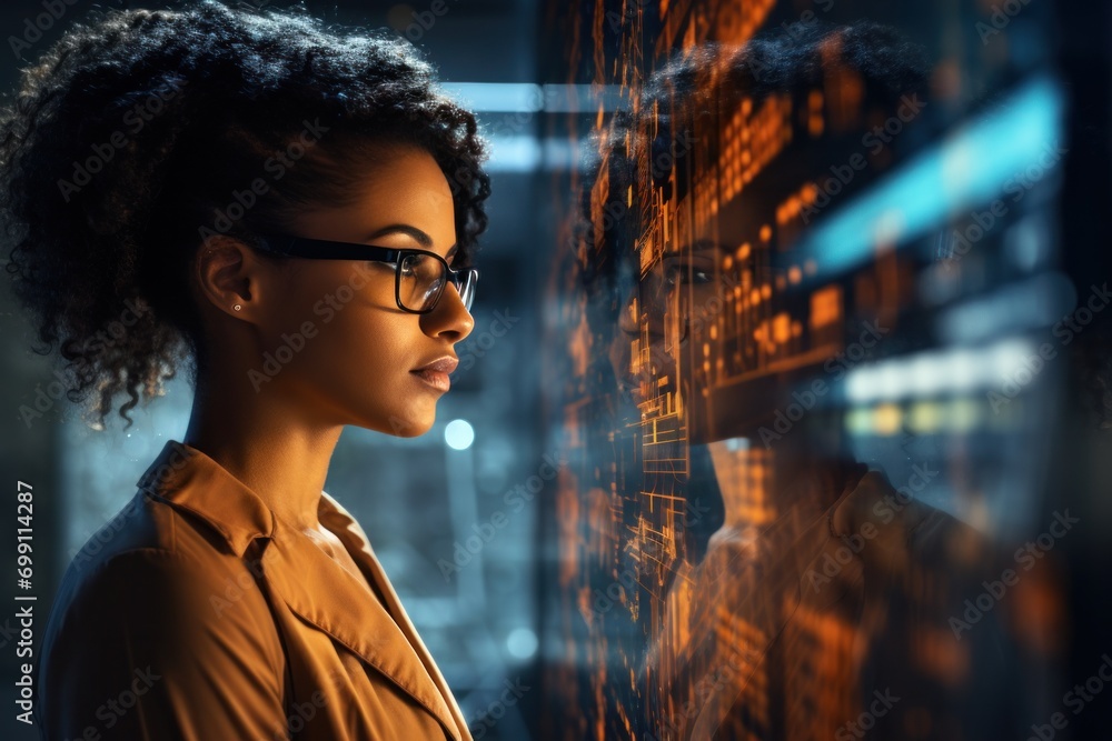 Poster technology, computer, cyber, hacker, futuristic, network, code, coding, security, artificial intelli