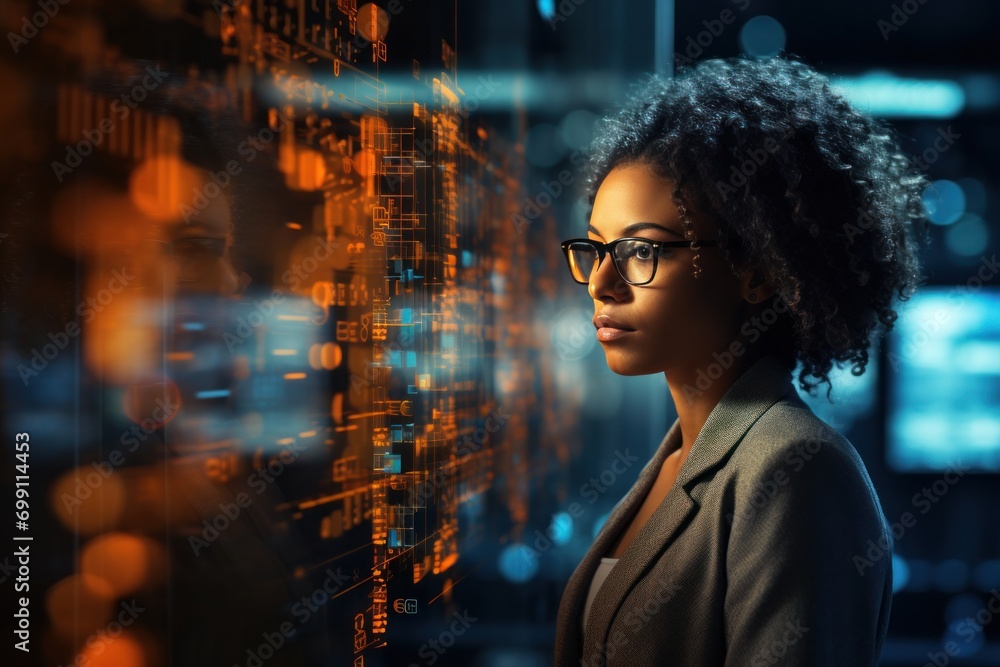 Poster technology, computer, cyber, hacker, futuristic, network, code, coding, security, artificial intelli