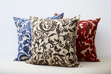 Trio of Cushions with Ornate Patterns - Home Decor, Interior Design, Elegant Comfort
