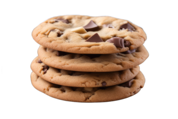 chocolate chip cookies isolated on transparent background