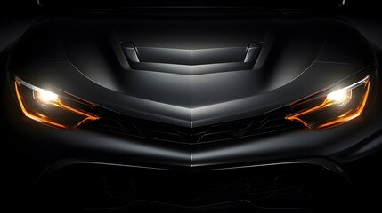 Matte black car headlights with light and speed.