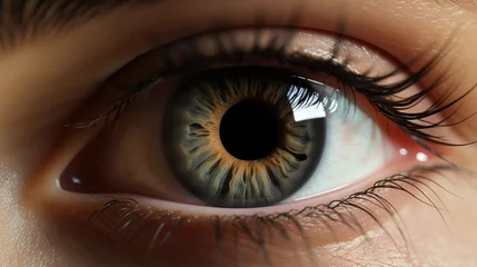 Gordijnen Green macro eye close up © grigoryepremyan
