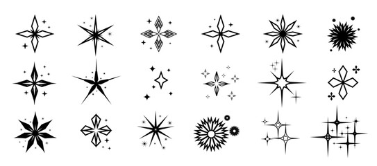 Star sparkle design. Vector elements for cute ads, children, transparent backgrounds, banners.