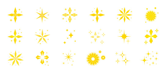 Star sparkle design. Vector elements for cute ads, children, transparent backgrounds, banners.