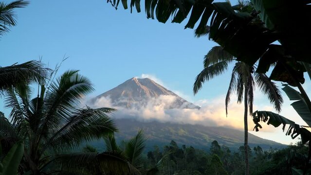 Sunrise at Mount Semeru on the island of Java.